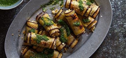 Brageole d’aubergine avec riz de chou-fleur