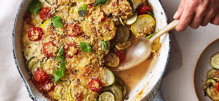 Tian de courgettes, coriandre et menthe