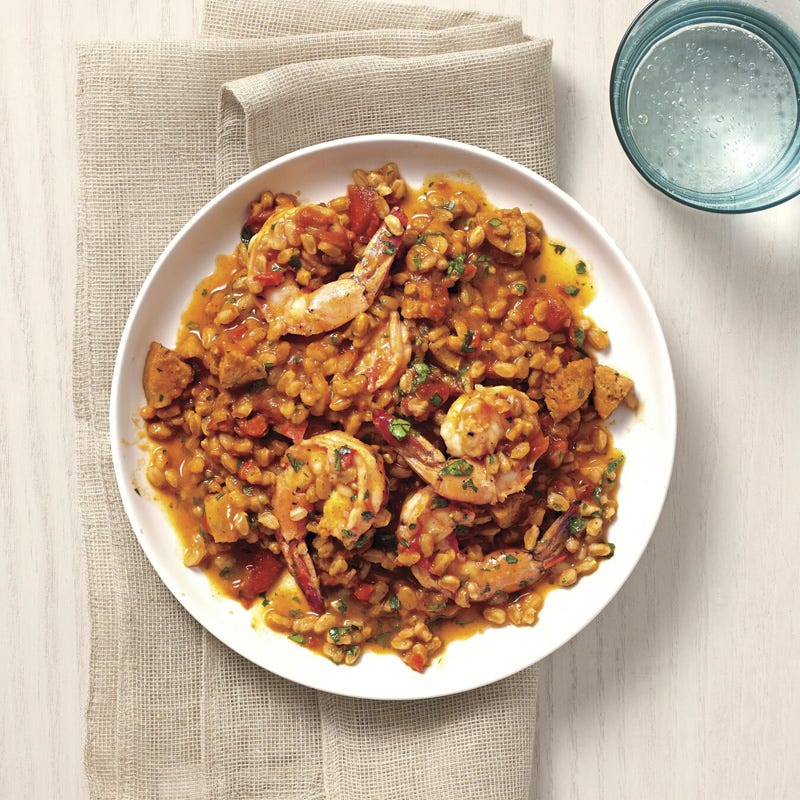 ChickenChicken sausage, shrimp, and farro jambalaya