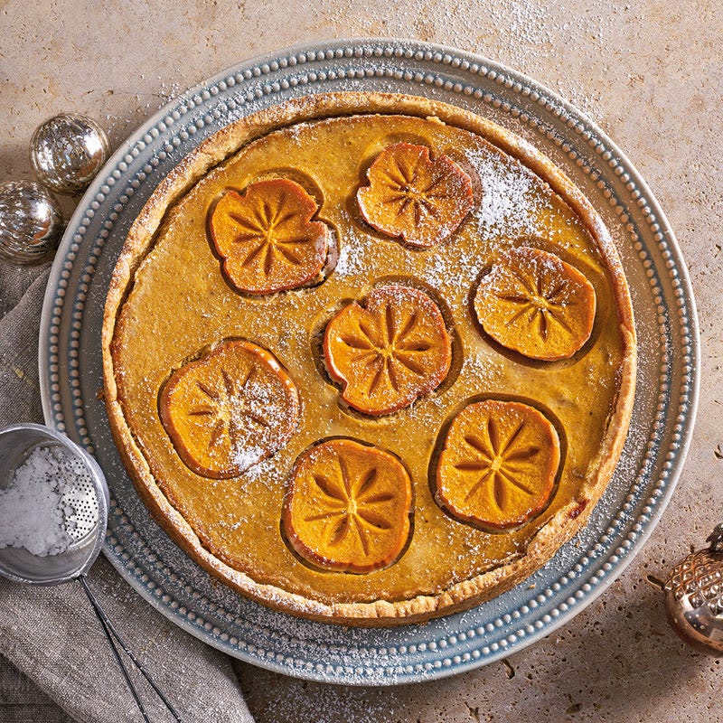 Kaki-Quiche mit Maronen