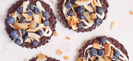 Pizzelle au chocolat blanc et aux bleuets