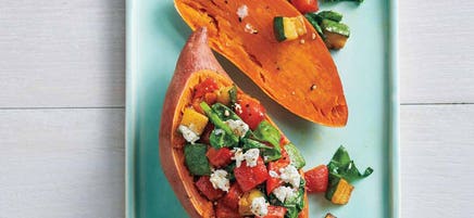Overstuffed Microwave "Baked" Sweet Potatoes
