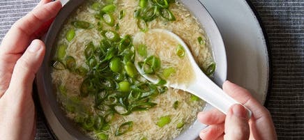 Edamame Egg Drop Soup
