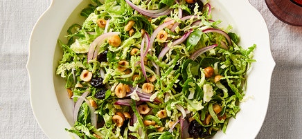 Brussels Sprouts Salad with Dried Cherries & Hazelnuts