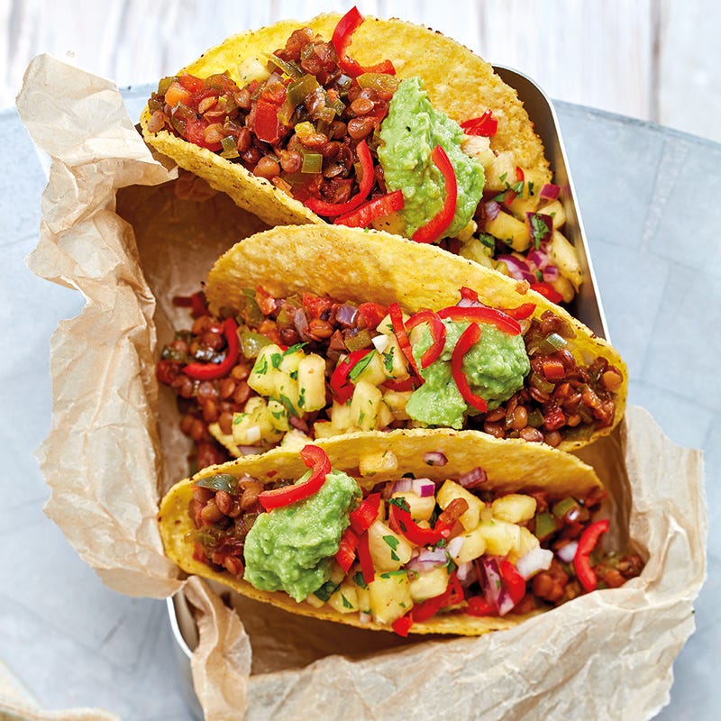 Veggie-Linsen-Tacos mit Ananassalsa