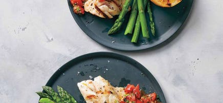 Grilled sea bass with tomato vinaigrette