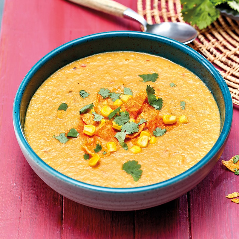Maissuppe mit Tortillachips-Topping