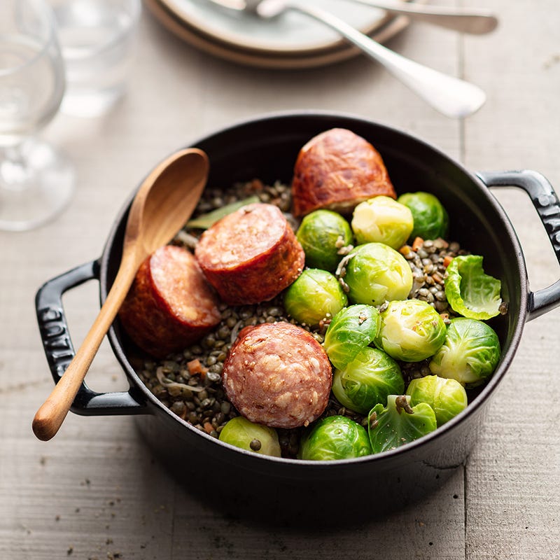 Potée de lentilles vertes à la saucisse de Morteau