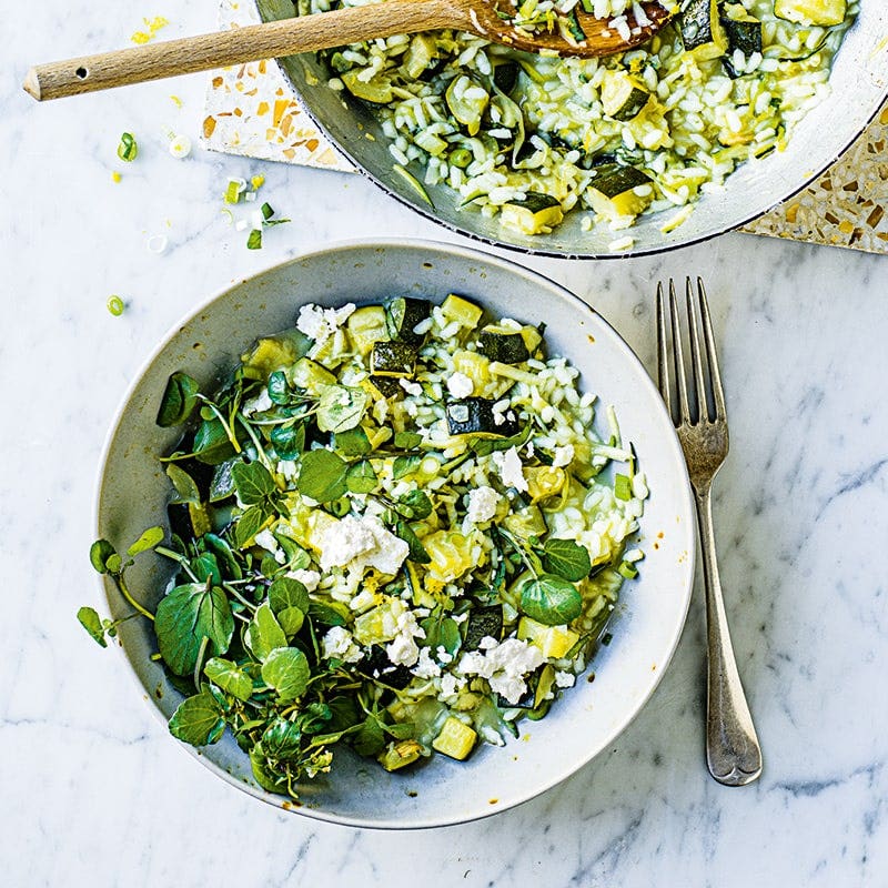 Zucchini, lemon and feta risotto