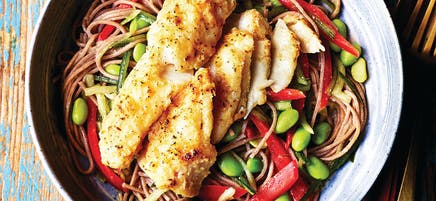 Miso cod with soba noodles