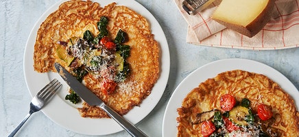 Pannkakor med svamp- och grönsaksröra