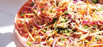 Anna's crunchy slaw salad with chicken and sesame peanut dressing