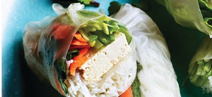 Smoked tofu & herb summer rolls with dipping sauce