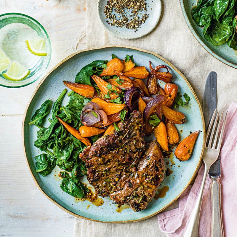 Photo de/du Steak d'agneau et carottes glacées par WW