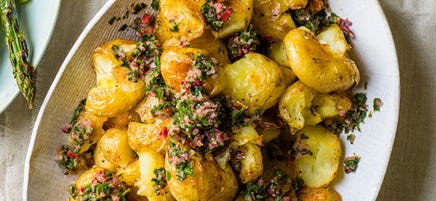 Pommes de terre écrasées au chimichurri