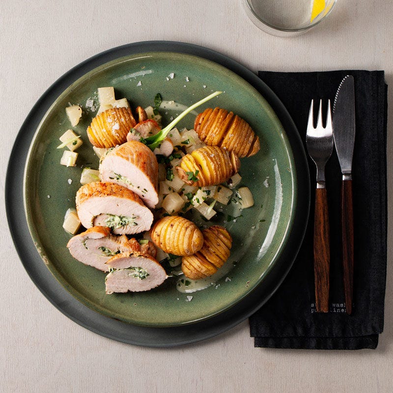 Truteninvoltini mit Fächerkartoffeln