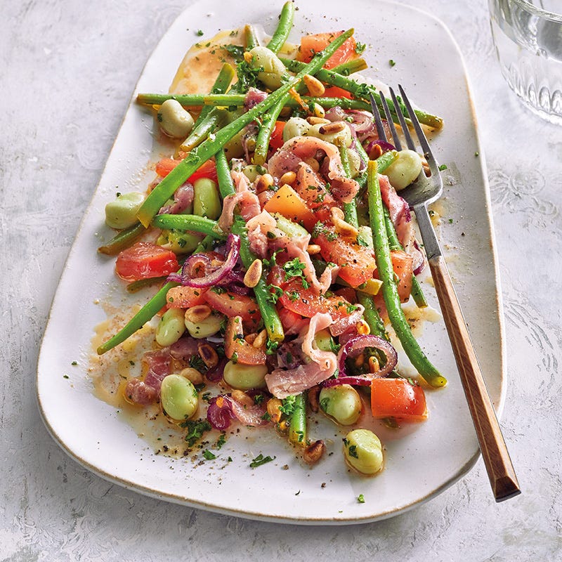 Bohnen-Serranoschinken-Salat