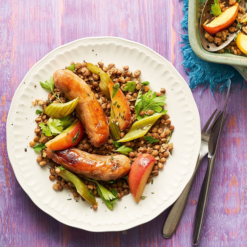 Photo of Sausages with herby lentils & apples by WW