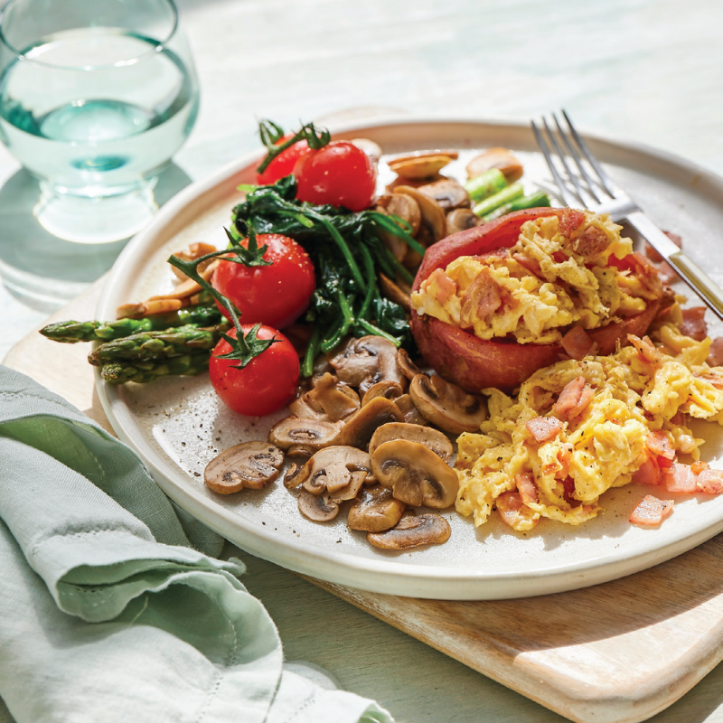 bacon and egg stuffed sweet potato