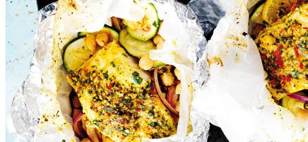 Middle Eastern-style fish parcels