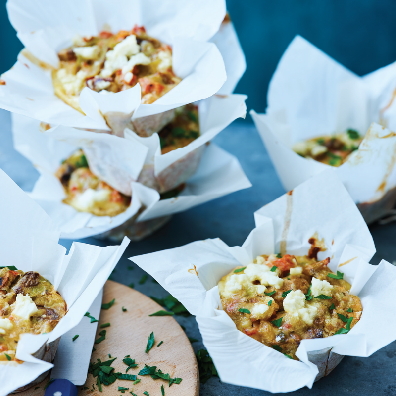 leek, mushroom and feta frittata muffins