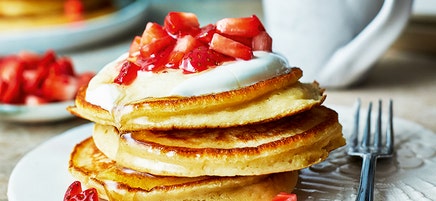 Butter bean pancakes with strawberries