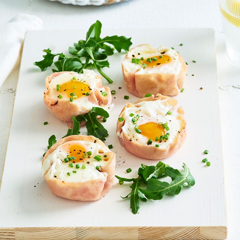 Poached ham and egg cups