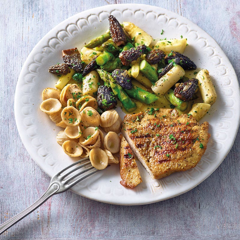 Gegrillte Trutenbrust mit Spargelpfanne