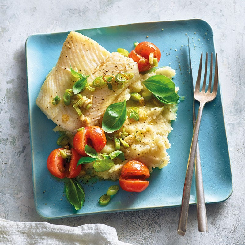 Schwarzer Heilbutt auf Vanille-Sellerie-Püree