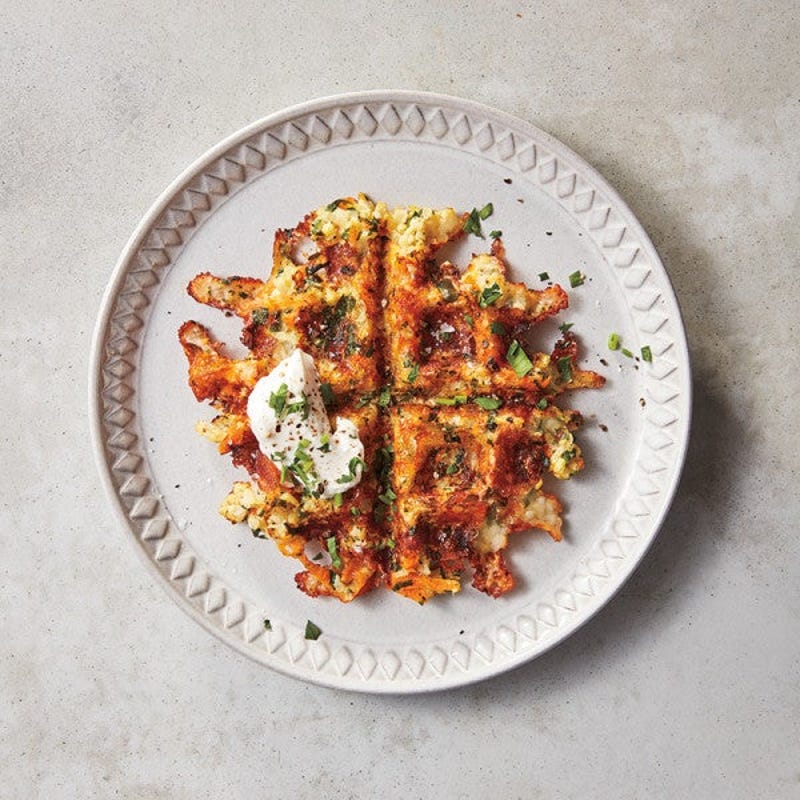 Photo of Cheesy Cauliflower Waffles with Horseradish Sauce by WW