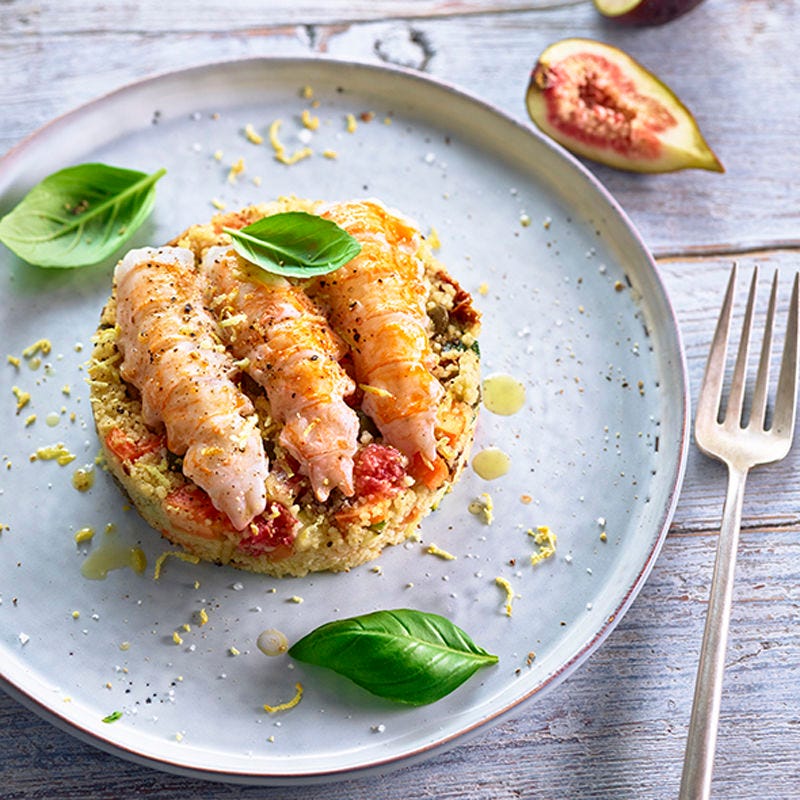 Langostinos mit Couscous und Feigen