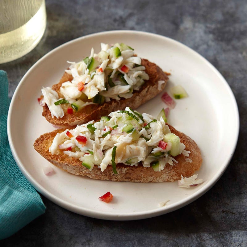 Photo of Crab Bruschetta with Cucumber Chile Mignonette by WW