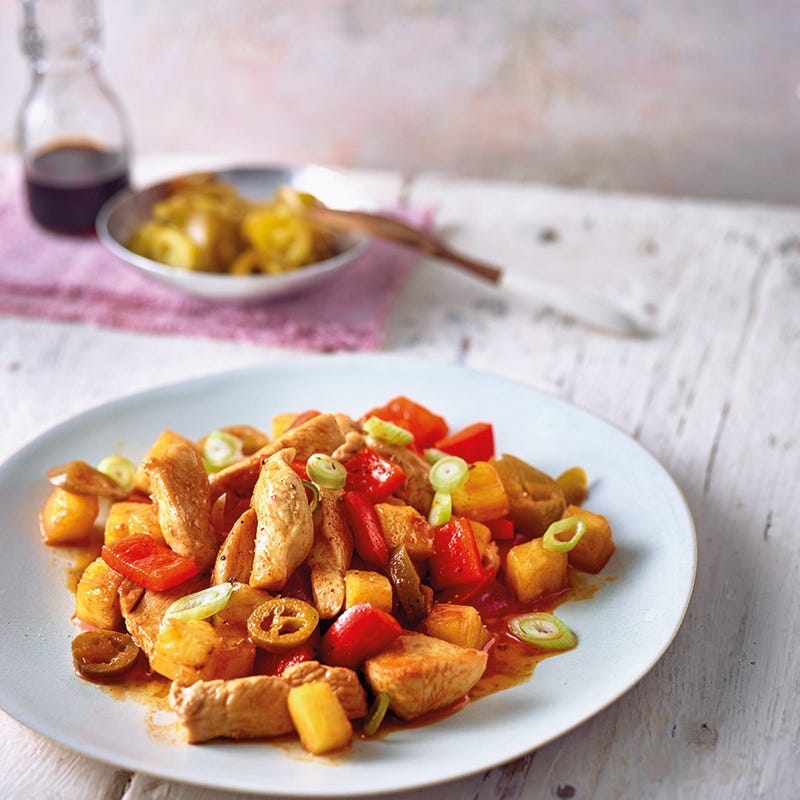 Foto van Pittig kippannetje met ananas door WW