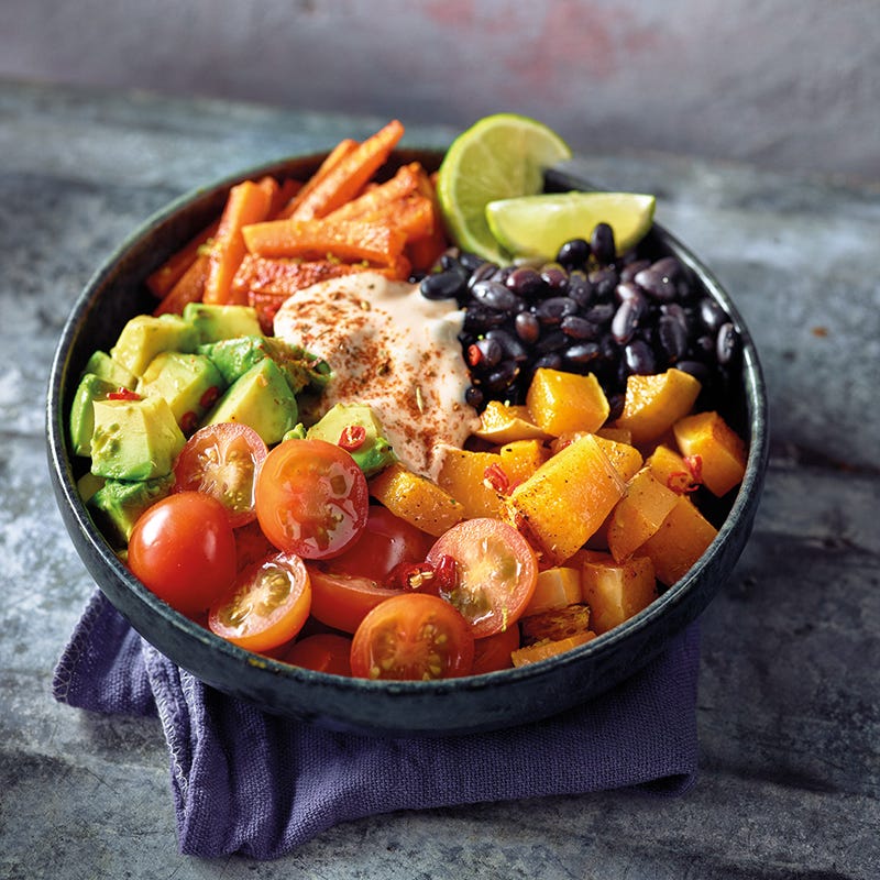 Foto van Buddhabowl met zwarte bonen door WW