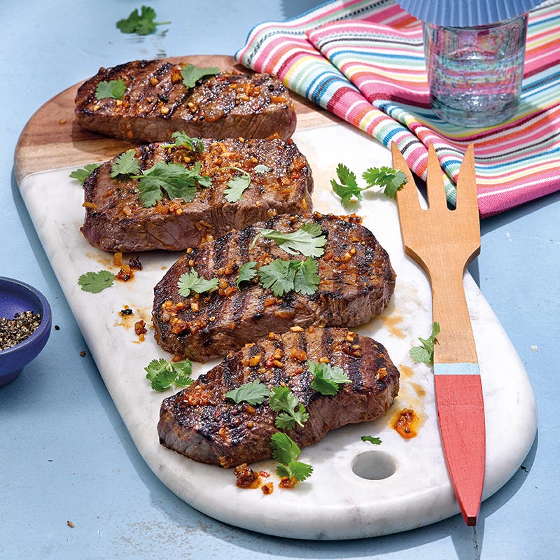 Feuriges Steak mit Koriander