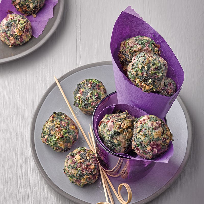 Spinatbällchen mit Kidneybohnen