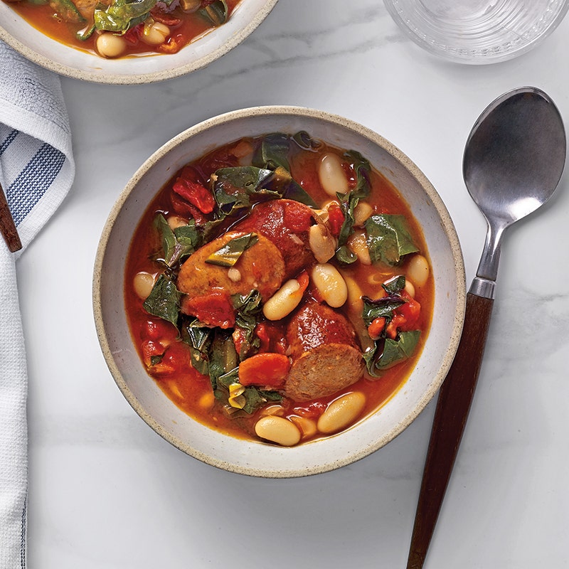 Turkey Kielbasa with White Beans & Swiss Chard