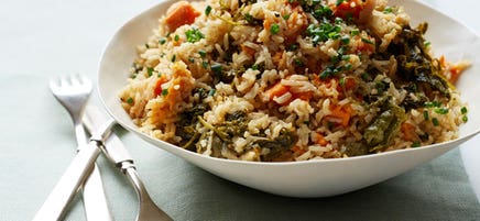 Brown Rice, Kale and Sweet Potato Pilaf