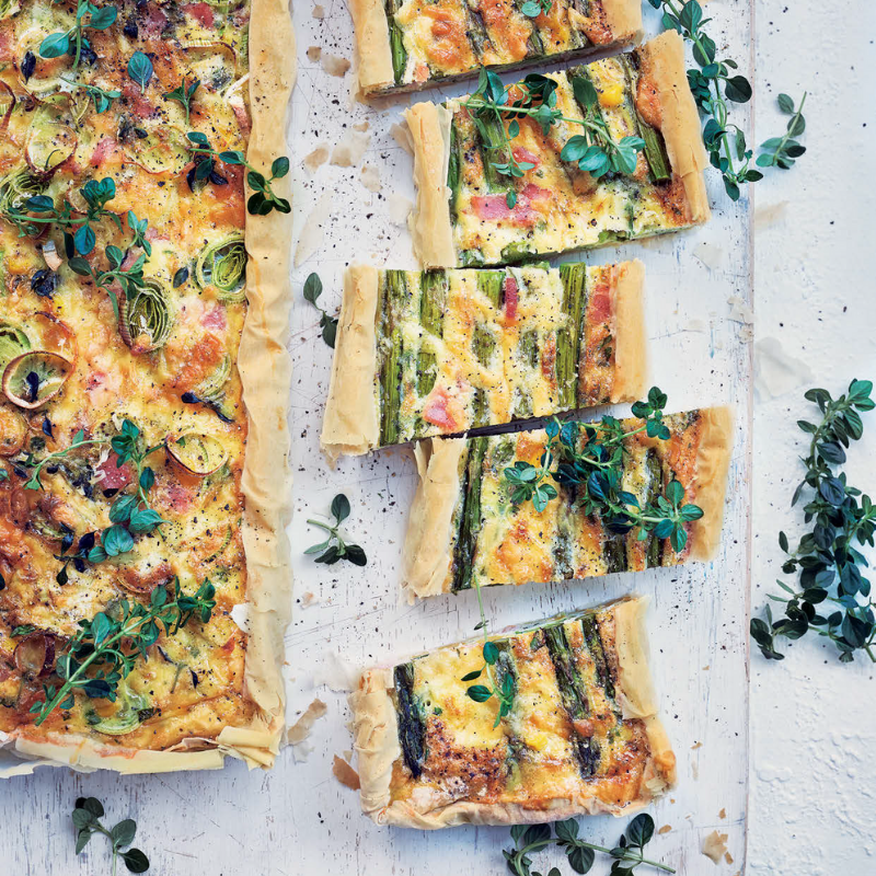 Bacon, cheese & corn filo tarts