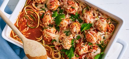 Chicken meatball zoodle bake