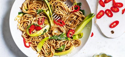 Sesame & ginger noodles with pak choi