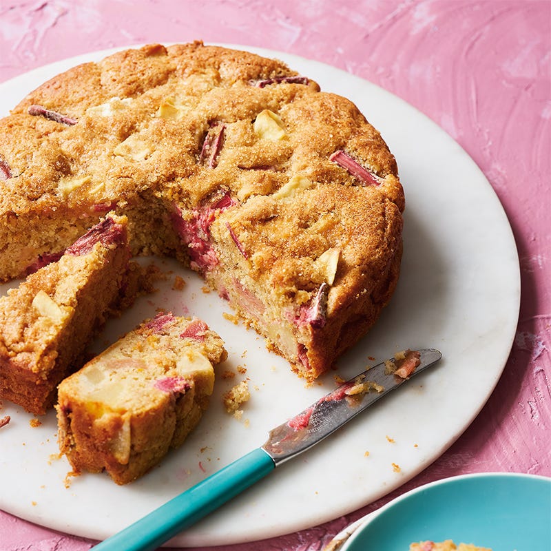 Apple and rhubarb tea cake