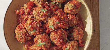 Lamb-ricotta meatballs and sauce