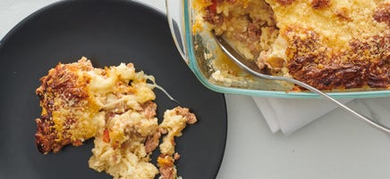 Strata Ă la saucisse italienne et Ă la mozzarella