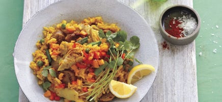 Artichoke and Bell Pepper Paella