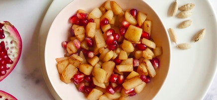 Caramelized pear and pomegranate chutney