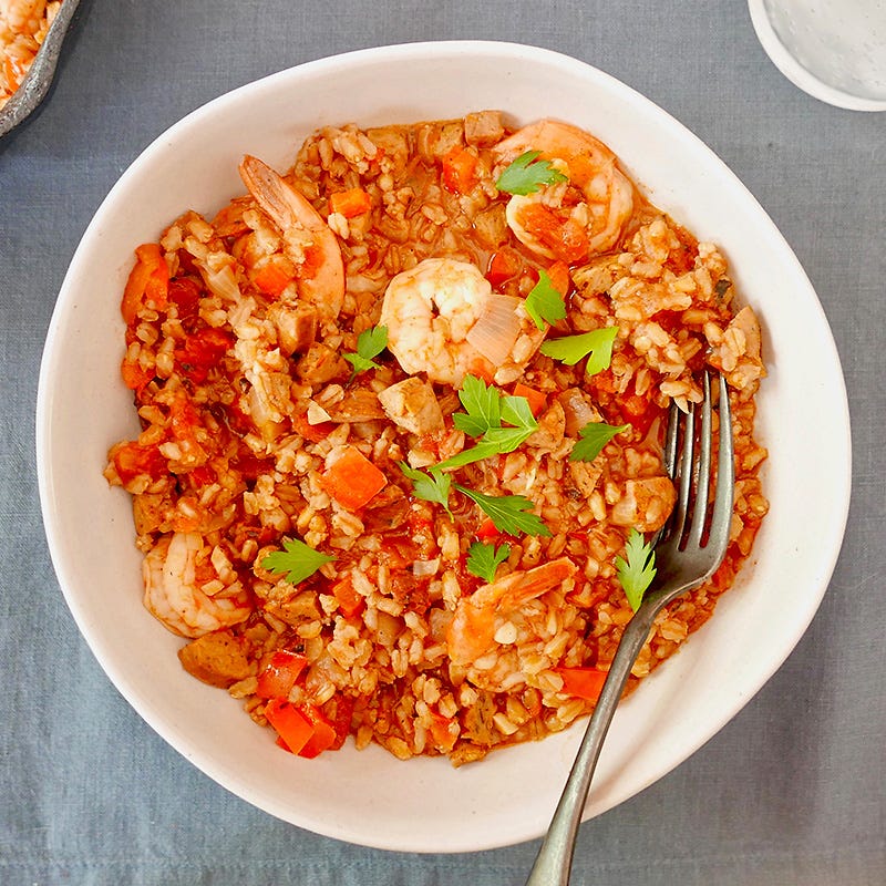 Photo of Chicken Sausage, Shrimp, and Farro Jambalaya by WW