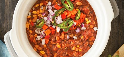 Slow-cooker super easy three-bean chilli