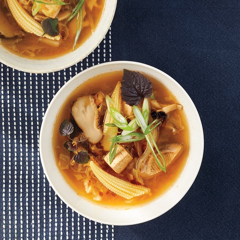 Slow-cooker hot and sour soup with shiitakes and tofu