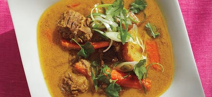 Slow cooker beef soup with lemongrass and coconut